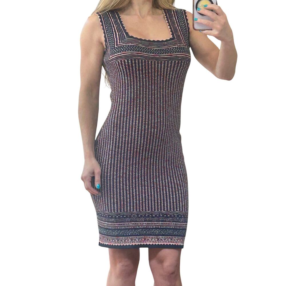 BCBGMAXAZRIA Sheina Geometric Knit Dress - Small